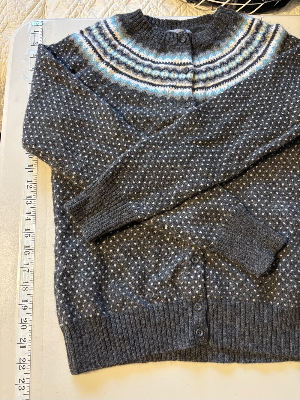 Womens Birds Eye Sweater Size XL Cardigan Fair Isle Cottagecore Granola Wool - Picture 8 of 8